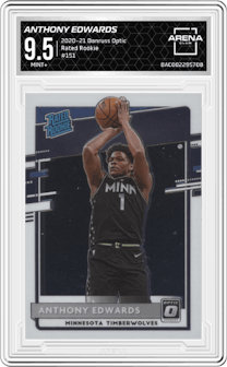 Anthony Edwards from the 2020-21 Panini Donruss Optic set graded by Arena Club and given an overall grade of 9.5.