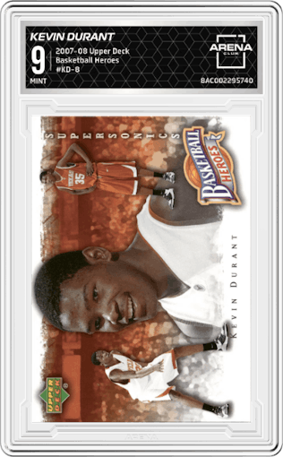 Kevin Durant from the 2007-08 Upper Deck  set graded by Arena Club and given an overall grade of 9.