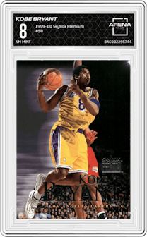 Kobe Bryant from the 1999-00 SkyBox Premium set graded by Arena Club and given an overall grade of 8.