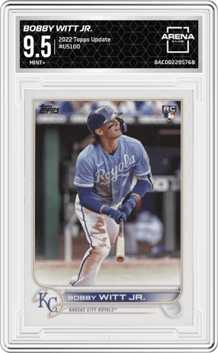 Bobby Witt Jr. from the 2022 Topps Update  set graded by Arena Club and given an overall grade of 9.5.
