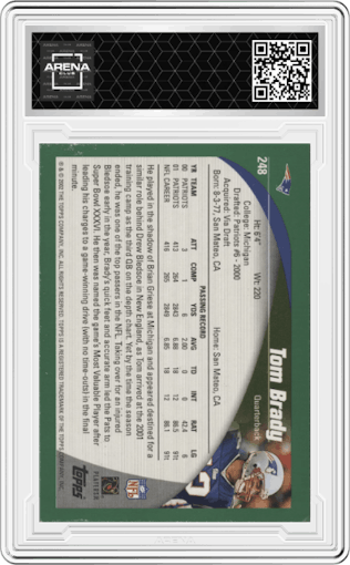 Tom Brady from the 2002 Topps set graded by Arena Club.