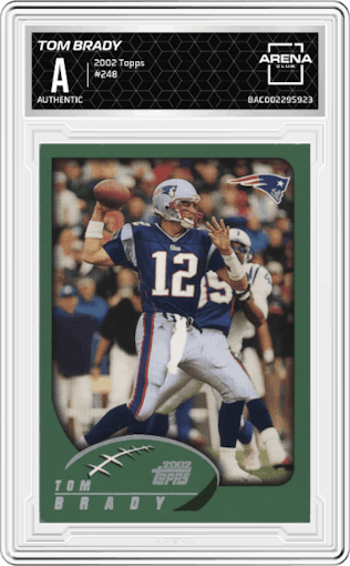 Tom Brady from the 2002 Topps set graded by Arena Club.