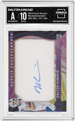 Dalton Kincaid from the 2023 Panini Illusions set graded by Arena Club.