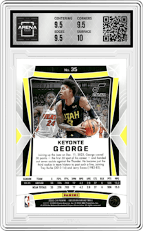 Keyonte George from the 2023-24 Panini Obsidian set featuring a Electric Etch Molten Mojo parallel graded by Arena Club and given an overall grade of 10.
