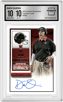 Dan Quinn from the 2015 Panini Contenders set graded by Arena Club and given an overall grade of 10.