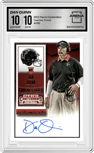 Dan Quinn from the 2015 Panini Contenders set graded by Arena Club and given an overall grade of 10.