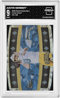 Justin Herbert from the 2022 Panini Contenders set graded by Arena Club and given an overall grade of 9.