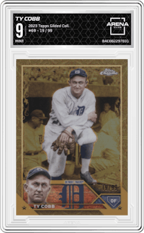 Ty Cobb from the 2023 Topps Gilded Collection set graded by Arena Club and given an overall grade of 9.