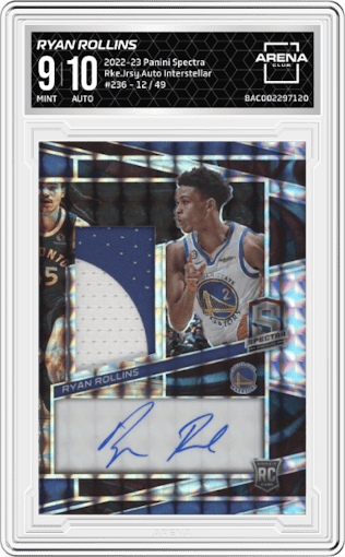 Ryan Rollins from the 2022-23 Panini Spectra set featuring a Interstellar parallel graded by Arena Club and given an overall grade of 9.