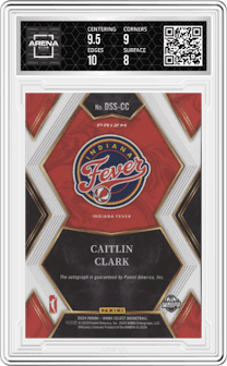 Caitlin Clark from the 2024 Panini Select WNBA set graded by Arena Club and given an overall grade of 8.5.