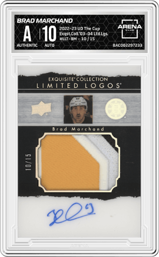 Brad Marchand from the 2022-23 Upper Deck The Cup set graded by Arena Club.