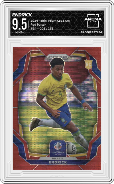 2024 Panini Prizm CONMEBOL Copa America Endrick Red Pulsar Prizms #24 ARENA CLUB 9.5
