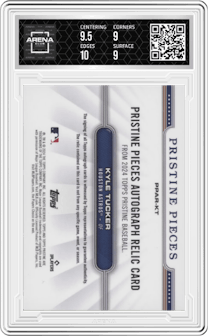 Kyle Tucker from the 2024 Topps Pristine set graded by Arena Club and given an overall grade of 9.5.