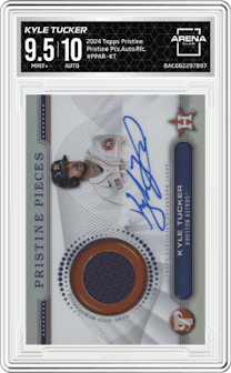 Kyle Tucker from the 2024 Topps Pristine set graded by Arena Club and given an overall grade of 9.5.
