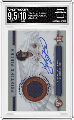 Kyle Tucker from the 2024 Topps Pristine set graded by Arena Club and given an overall grade of 9.5.