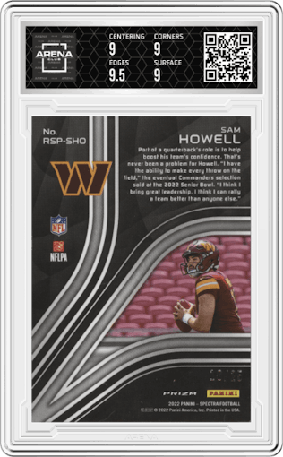 Sam Howell from the 2022 Panini Spectra set featuring a Meta  parallel graded by Arena Club and given an overall grade of 9.