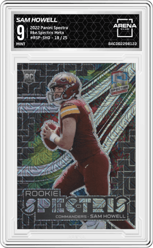 Sam Howell from the 2022 Panini Spectra set featuring a Meta  parallel graded by Arena Club and given an overall grade of 9.