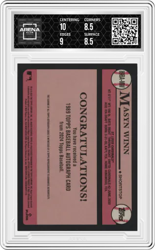 Masyn Winn from the 2024 Topps  set graded by Arena Club and given an overall grade of 9.
