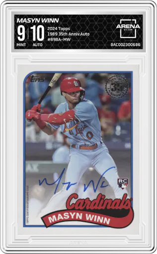 Masyn Winn from the 2024 Topps  set graded by Arena Club and given an overall grade of 9.