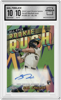 Sal Frelick  from the 2024 Topps Chrome Update set graded by Arena Club and given an overall grade of 10.