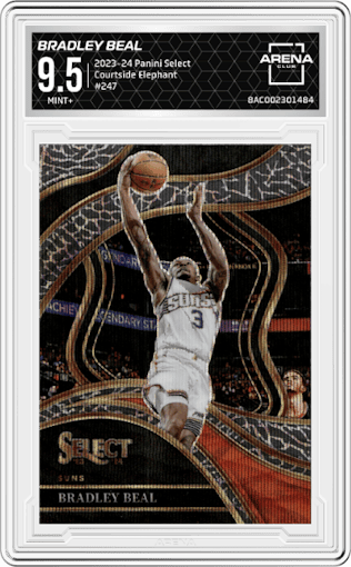 Bradley Beal from the 2023-24 Panini Select  set featuring a Elephant parallel graded by Arena Club and given an overall grade of 9.5.