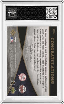 Derek Jeter/Alexi Casilla from the 2007 Upper Deck Exquisite Collection Rookie Signatures set featuring a  Silver Spectrum parallel graded by Arena Club and given an overall grade of 0.