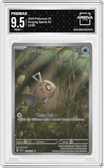 Feebas from the 2024 Pokemon SV set graded by Arena Club and given an overall grade of 9.5.