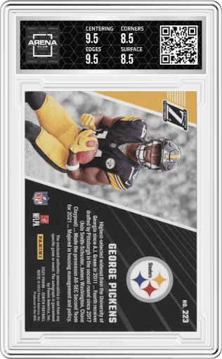 George Pickens from the 2022 Panini Zenith set graded by Arena Club and given an overall grade of 9.