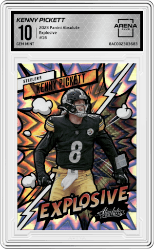Kenny Pickett from the 2023 Panini Absolute set graded by Arena Club and given an overall grade of 10.