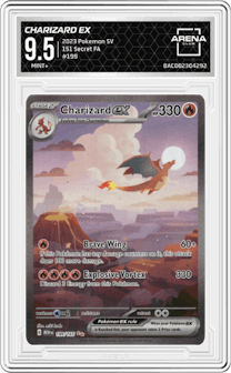 Charizard ex from the 2023 Pokemon SV set graded by Arena Club and given an overall grade of 9.5.