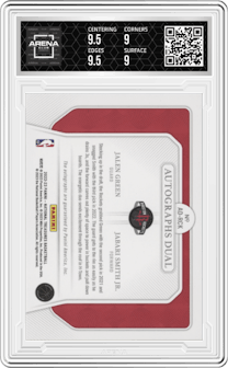 Jalen Green/Jabari Smith Jr. from the 2022-23 Panini National Treasures set graded by Arena Club and given an overall grade of 9.5.