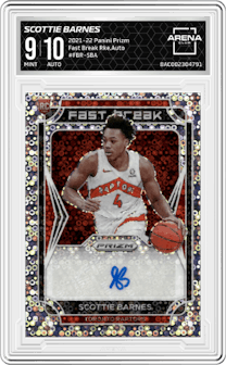 Scottie Barnes from the 2021-22 Panini Prizm  set graded by Arena Club and given an overall grade of 9.