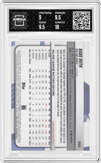 Babe Ruth from the 2024 Topps Big League set graded by Arena Club and given an overall grade of 9.5.