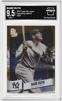 Babe Ruth from the 2024 Topps Big League set graded by Arena Club and given an overall grade of 9.5.