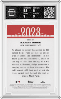 Aaron Judge from the 2024 Topps  set graded by Arena Club and given an overall grade of 9.