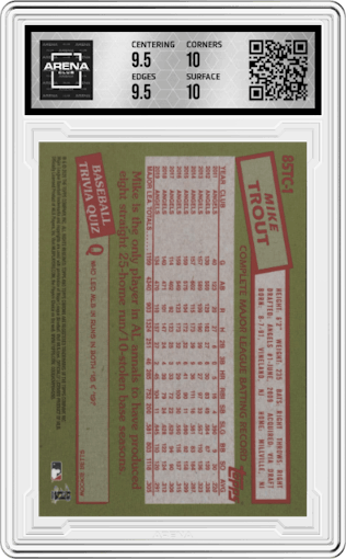 Mike Trout from the 2020 Topps Chrome Ben Baller Edition set graded by Arena Club and given an overall grade of 10.