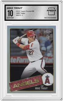 Mike Trout from the 2020 Topps Chrome Ben Baller Edition set graded by Arena Club and given an overall grade of 10.