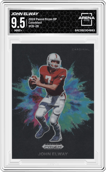 John Elway from the 2024 Panini Prizm Draft Picks set graded by Arena Club and given an overall grade of 9.5.