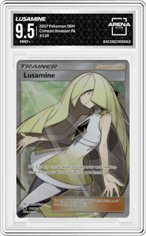 Lusamine from the 2017 Pokemon S&M set graded by Arena Club and given an overall grade of 9.5.