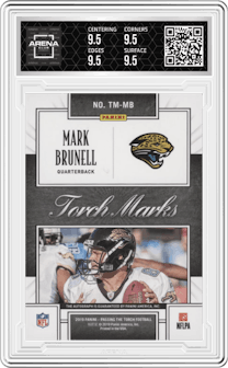 Mark Brunell from the 2019 Panini Passing the Torch set graded by Arena Club and given an overall grade of 9.5.