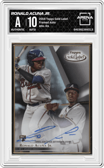 Ronald Acuna Jr. from the 2018 Topps Gold Label set graded by Arena Club.