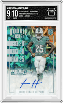 Xavien Howard from the 2016 Panini Contenders set featuring a Cracked Ice parallel graded by Arena Club and given an overall grade of 9.
