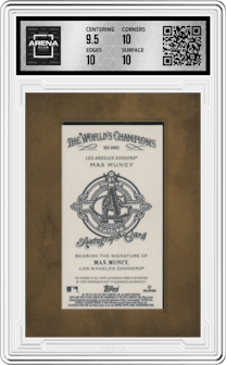 Max Muncy from the 2024 Topps Allen & Ginter set graded by Arena Club and given an overall grade of 10.