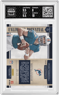 Ryan Tannehill from the 2012 Panini Prominence set featuring a Prime parallel graded by Arena Club and given an overall grade of 8.5.