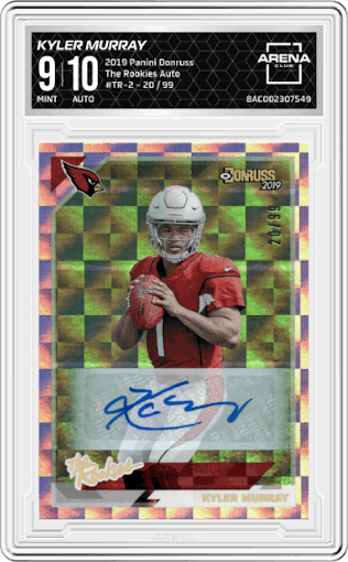 Kyler Murray from the 2019 Panini Donruss set graded by Arena Club and given an overall grade of 9.