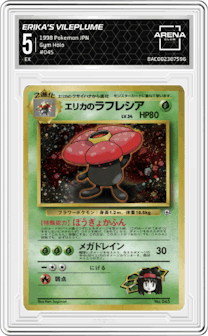 Erika's Vileplume  from the 1998 Pokemon JPN set graded by Arena Club and given an overall grade of 5.