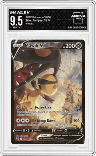 Mawile V  from the 2022 Pokemon SWSH set graded by Arena Club and given an overall grade of 9.5.