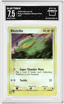 Electrike from the 2003 Pokemon EX set graded by Arena Club and given an overall grade of 7.5.