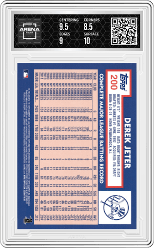 Derek Jeter from the 2012 Topps Archives set graded by Arena Club and given an overall grade of 9.