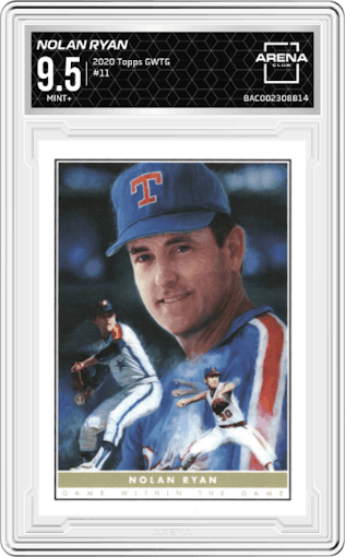 Nolan Ryan from the 2020 Topps Game Within the Game  set graded by Arena Club and given an overall grade of 9.5.